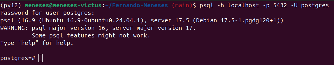 Successful psql connection