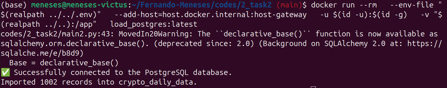 Successful loading for daily table